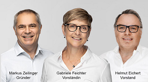 Bild von Markus Zeilinger, Gabriele Feichter, Helmut Eichert Gruppenbild von Markus Zeilinger, Gründer der fair-finance Vorsorgekasse, Gabriele Feichter, Vorständin und Helmut Eichert, Vorstand (v.l.n.r.)